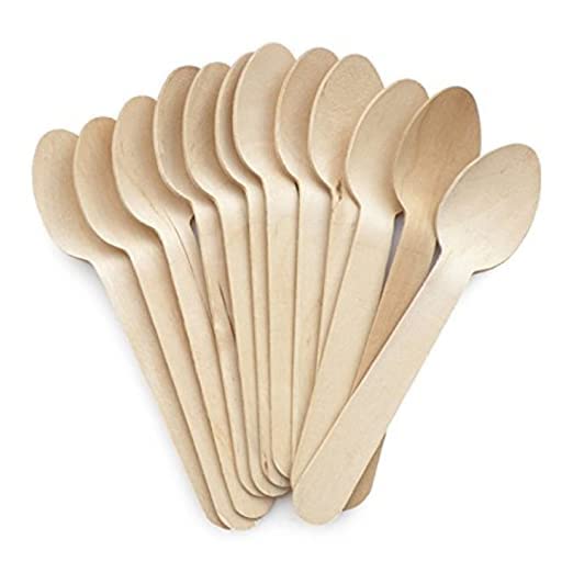 P.S. Packaging Disposable Wooden Spoons, 140 mm Spoon for Home Use