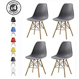 esstisch stühle design Möbelgleiter zum Bodenschutz MCC Retro Design Stühle LIA im 4er Set, Eiffelturm inspirierter Style für Küche, Büro, Lounge, Konferenzzimmer etc, 6 Farben, Kult (Grau)