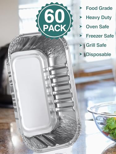 Image of NEEBAKE 180 Pack 6x3.5x2 Disposable Aluminum Loaf Pans with Lids Small-Aluminum-Foil-Pans-Tin-Foil-Baking-Pans-Tin-Trays-Food-Containers-for-Baking-Cakes-Bread-Meat-Loaves