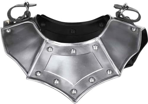 Gorget de acero para guerreras con acabado artesanal y cuero premium