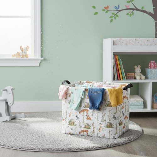 Image of Rectangular Valentines Basket Fabric Storage Bin Storage Boxes Collapsible Storage Basket for Clothes Books Shelves Basket(Woodland Animal)