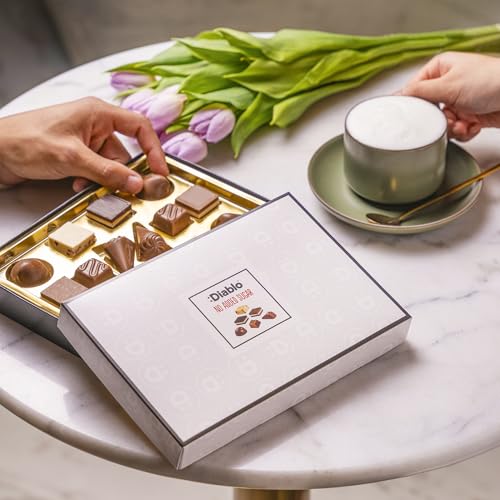 Diablo No Added Sugar Luxury Chocolate Gift Box - Gluten Free, Celebration of Any Occasion, Birthday, Anniversary chocolates Gift Set - Assortment of Flavors, Ideal for Gifting - 14 Pieces, 1 Pack