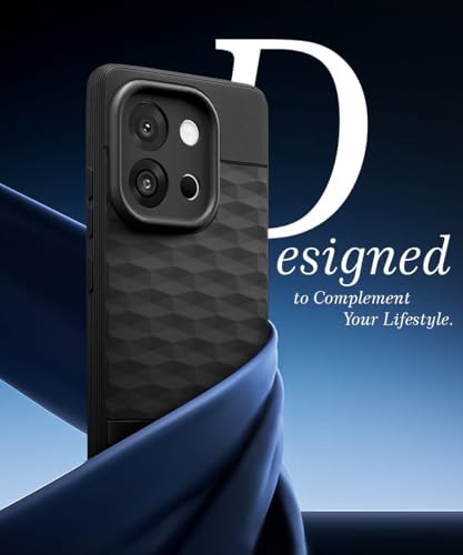 Image of WOW IMAGINE Back Cover for 1+ OnePlus 13s 5G with Hexa Cube Design | Ultra Slim Soft Rubberised Case | Inner Velvet Fabric | Matte Silicone Flexible Mobile Case | Camera Protection - Black