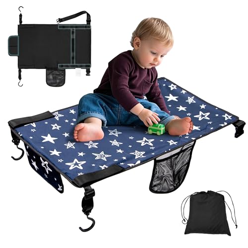 Best Portable Baby Hammock for the Flight: Ultimate Travel Comfort Guide 4 TinlyFinly Toddler Airplane Bed, Soft Airplane Seat Extender for Kids, Baby Flight Portable Hammock Bed with Fasten Hook and Insert, Airplane Travel Essentials Kids, Anti-Slip - Plain, Dark Blue