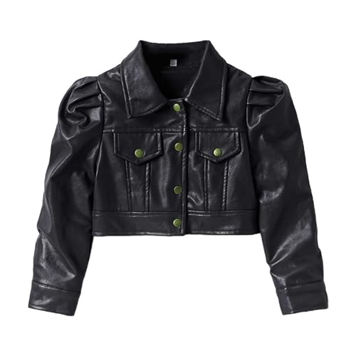Girls Faux Leather Jackets Children's Zip Up Motorcycle Short PU Moto Biker Outwear Fit Slim Coat with Pockets3