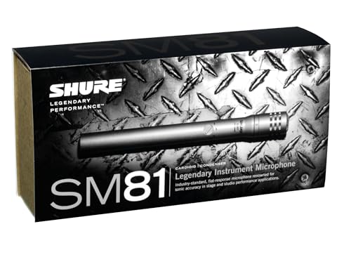 Image of Shure SM81-LC Cardioid Condenser Instrument Microphone for Guitar, Piano, and Cymbals, Includes Swivel Adapter, Attenuator-Switch Lock, Windscreen, Carrying Case, No Cable Included (SM81-LC)