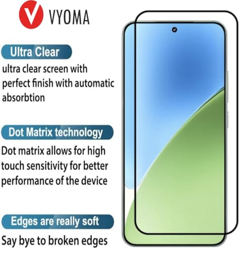 Image of VYOMA Military-Grade Gorilla Tempered Glass for Xiaomi 15 / Mi 15 (Black) | Edge to Edge Full Screen Coverage | Scratch Resistant | With Easy Installation Kit | Screen Protector for Smartphone | Bubble-Free | Ultra Clear HD Glass | Oleophobic Coating | High Clarity | 9H Hardness | Scratch Resistant | ShatterProof | ScreenGuard | Pack of 1
