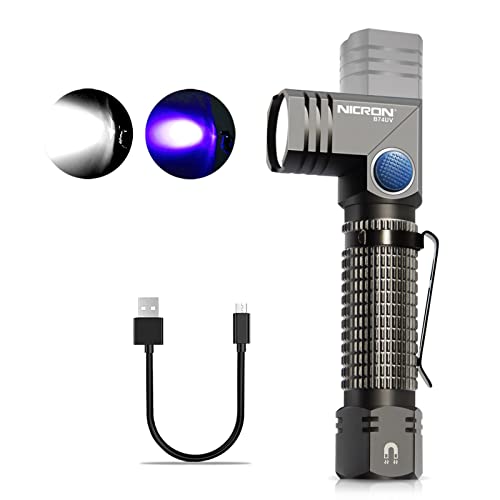 Nicron Uv Led Flashlight Rechargeable 90 Degree Mini Flashlight 700 Lumen, 395Nm Ultraviolet, 5 Modes And Memory Function For Camping, Outdoor, Hiking B74Uv #TOP8