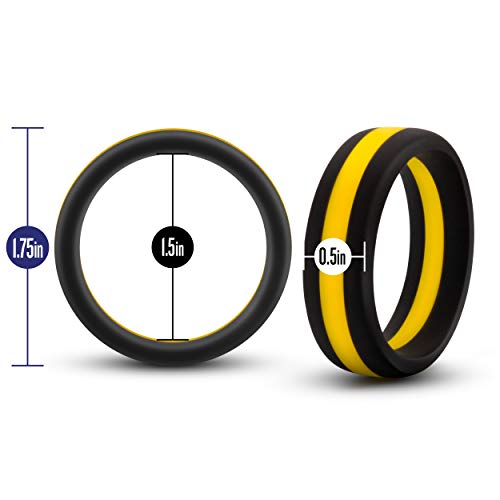 Blush-Novelties-Performance-Pro-Adult-Sex-Toy-Cock-Ring-Silicone-Stretchy-Erection-Flexible-Body-Safe-Penis-Ring-for-Men-Couples-Male-Enhanced-Pleasure-Erection-Support-Sex-Toy-GoldBlack