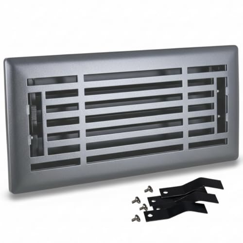 Sierra Grates 4" x 10" Linear Design Steel Floor Register in Granite Grey Finish with mounting Clips for Floor or Side Wall Decorative Air Vent Covers- Floor Register 4” x 10” by Sierra Grates - Used condition - US$12.63