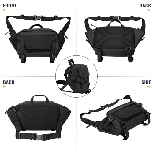 Sac messager molle avec sangle réglable et fermeture zippée BK - 5