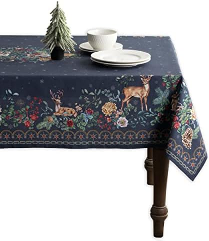 Maison d' Hermine Table Cover 100% Cotton 60"x60" Decorative Tablecloth Washable Square Tablecloths, Dining, Home, Wedding, Banquet, Buffet, Christmas Joy -Thanksgiving/Christmas