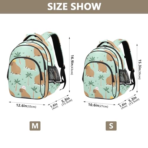 Capybaras Summer Pattern Backpack For Girls Kindergarten Elementary Bookbag Lightweight Childrens School Bag,Medium4