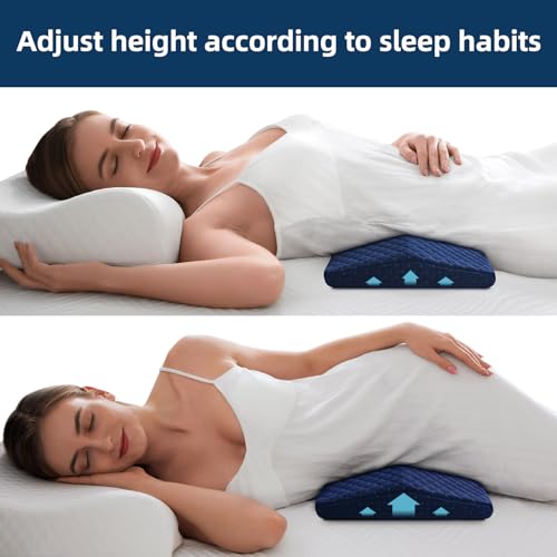 NOFFA Lendenkissen Bett, Memory Foam Lendenkissen Schlafen, Rückenkissen Bett, Orthopädisch Stützen die Taille, Rücken, Einstellbare Härte/Höhe, 60X30X6.5cm