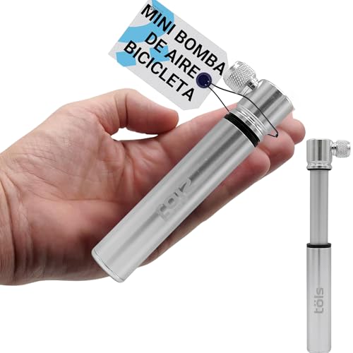 TÖLS Mini Bomba Bicicleta Aina - Mini Bomba de Aire Bicicleta 115 PSI, 8 Bar - inflador Bicicletas con Soporte Incluido - hinchador Bicicleta Super Ligero - Mancha para Bicicleta - Bike Pump