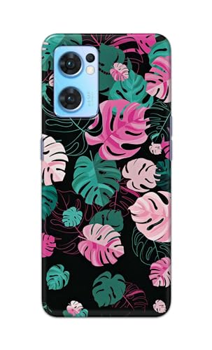 Image of Printed Hard Back Cover for Oppo Reno7 5G | Oppo Reno 7 5G Back Cover (Seamless Leaves) -190724(EA)