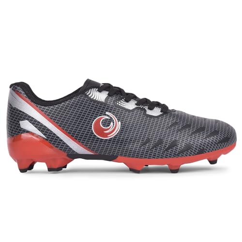 Image of Liberty Freedom Joga Sports Lacing Football and Soccer Shoes for Men - Grey & Black | High Grip, Quick-Wear Elastic Laces | Comfortable, Lightweight and Athletic Footwear | Hard Grassy Ground Surfaces