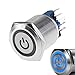 WerFamily 22mm Latching Push Button Switch 1NO 1NC SPDT ON/Off Waterproof Stainless Steel Metal Round with Blue LED Angel Eye + Power Indicator