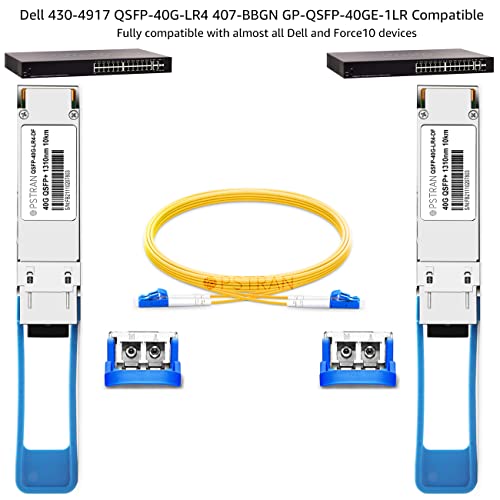 Image of 40GBASE-LR4 QSFP+ Optical Transceiver Module Compatible with Dell Force10 430-4917 QSFP-40G-LR4 407-BBGN GP-QSFP-40GE-1LR 40G QSFP+ LR4 1310nm 10km DDM Duplex LC SMF