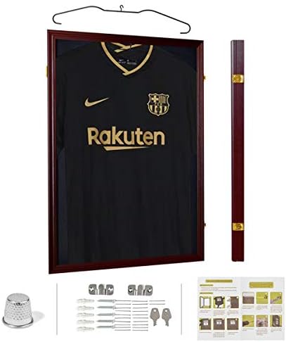 Jersey Display Frame Case Large Shadow Box Lockable with UV Protection Acrylic Hanger and Wall Mount Option for Baseball Basketball Football Soccer Hockey Sport Shirt