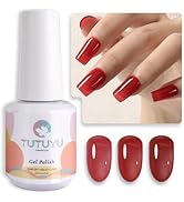 TUTUYU Jelly Red Gel Nail Polish,0.5 Fl Oz Translucent Sheer Red Gel Polish for Manicure Salon or...