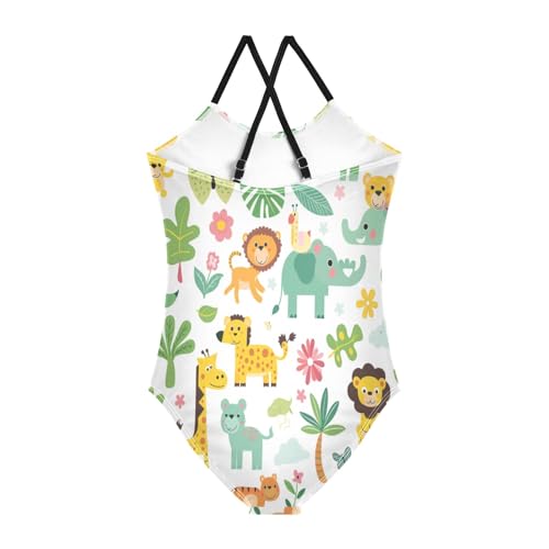 Girl's One Piece Swimsuit Cute Jungle Animals Beach Bathing Swimwear2