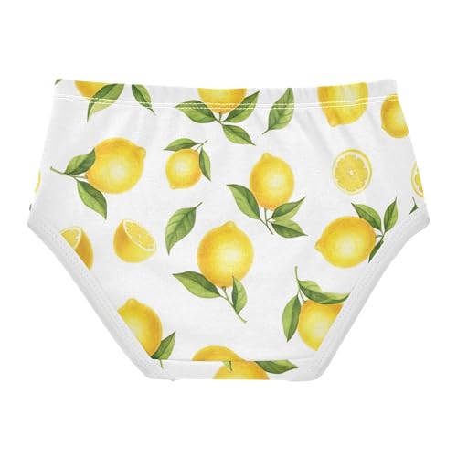 Bright Yellow Lemons White Girl Panties Cute Girls Underwear Toddler Cotton Durable Kids Briefs Undies 2t2