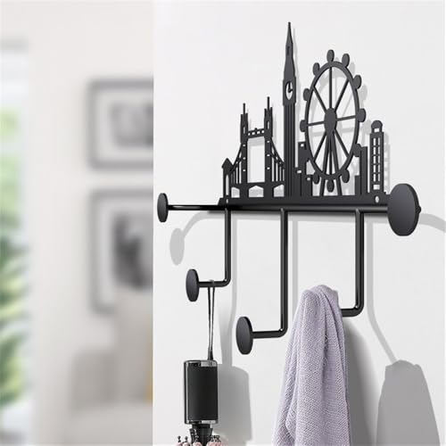 Perchero de pared para entrada y baño con diseño moderno de 5 ganchos 4