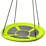 TURFEE 40 inch Saucer Swing for Tree Outdoor, 900Lb Weight Capacity Swing Seat with Hanging Straps Adjustable Safe Durable Accessories(Green)