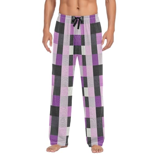 GuoChe Pajama Bottoms Mens Pyjama Pants Mens with pockets for Summer Print Small