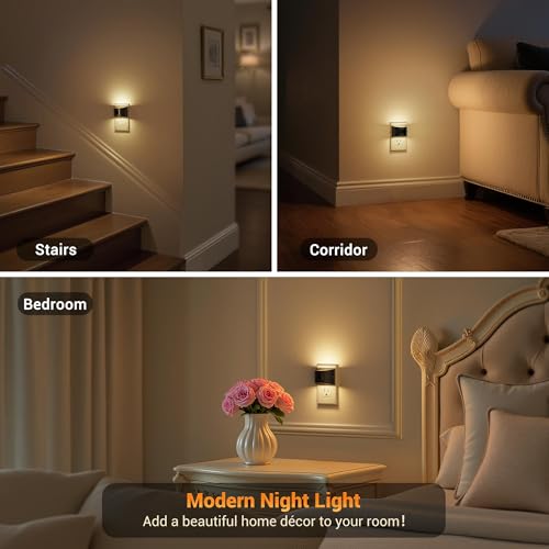 JandCase Motion Sensor Night Light, Night Lights Plug into Wall, Dusk to Dawn Sensor Nightlight with Motion Activated, 30/60/100lm Brightness Dimmable, 3000K Warm White, for Kids Bedroom Hallway image 8