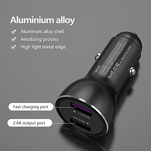 For Huawei Supercharge Car Charger, 9V/2A Car Charger Adapter Quick Fast Charger With Usb Type C Super Charging Cable Car Charger For Huawei P40 P30 P20 Pro,Mate 30 20 10 9 (Black) #TOP3