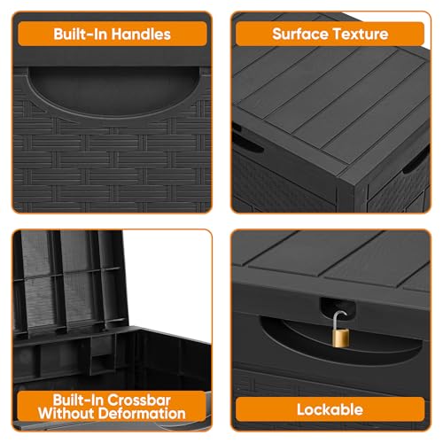 image for ZYJOYY 33 Gallon Resin Deck Box, Weatherproof Outdoor Storage Box for 