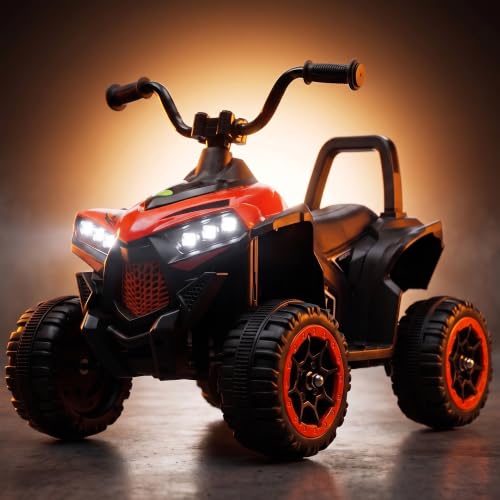Image of Baybee Monstro Baby Electric Bike for Kids | Rechargeable Balance Bikes with LED Lights, USB, Music & Backrest | Beach ATV Dirt Bikes | 6V Battery Operated Kids Bike for 2-5 Years Boys Girls (Red)