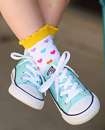 Jefferies Socks girls Rainbow Stripes Hearts Smiley Face Crew Socks 6 Pack3