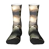 XZDWPY mountains and rivers Unisex Mid-Calf Socks White Polyester Skin-Friendly Moisture-Wicking Fashionable Crew Socks