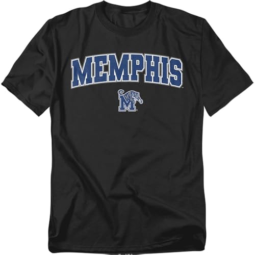 LOGOVISION University of Memphis Arch Logo Black Unisex Adult T Shirt Black Large