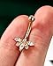 COCHARM 10K Gold Belly Button Rings 14G Lotus Gold Belly Rings for Women Gold Belly Navel Piercing Jewelry Clear CZ