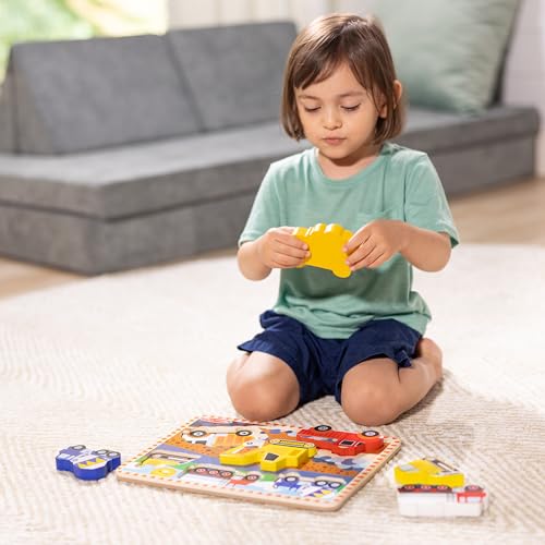 Image of Melissa & Doug Construction Vehicles Wooden Chunky Puzzle (6 pcs) - FSC Certified (Pack of 12)