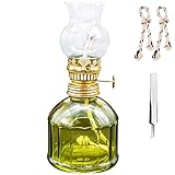 rnuie Kerosene Oil Lamp for Indoor Use,1 Glass Kerosene Lamp,2 Wicks and 1 Tweezers,Classic Retro...