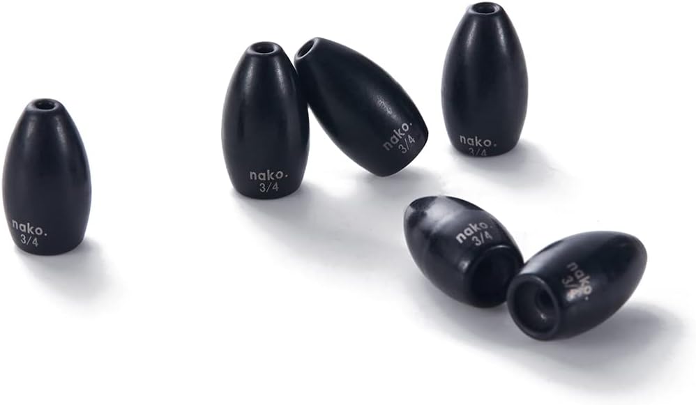 97% Pure Tungsten Flipping Weights - 10 Pack - Nako Tungsten Weights - Fishing Sinkers for Bass Fishing