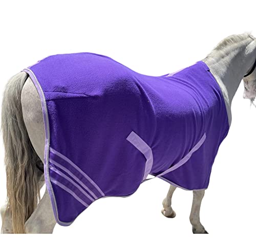 Image of Majestic Ally Anti Pill Fleece Horse Blanket /Sheet with Silver Braided Rope (Purple, 78)