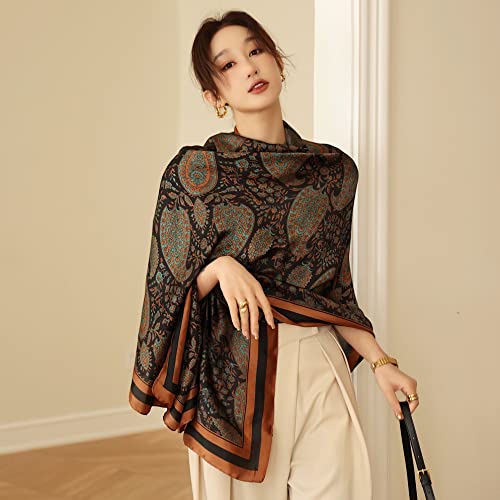 Image of ZDMHSH Fashion Scarves Scarf 100% Silk Feeling Scarf Silk Like Scarves Long Lightweight Sunscreen Shawls for Women