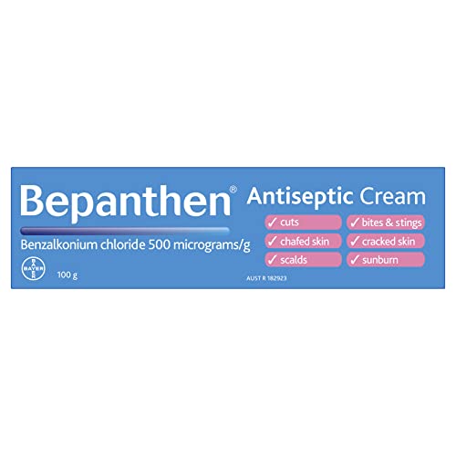 Bepanthen Antiseptic Soothing Cream for Cuts, Bites & Stings, Chafed Skin, Cracked Skin, Scalds and Sunburn, 100 g