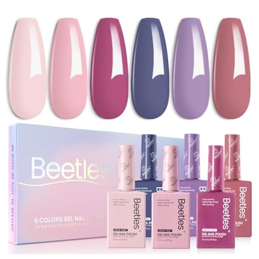 Conjunto de esmalte de gel Beetles sem bainha – 6 cores roxo nude bebê rosa azul kit de esmalte de gel de imersão Uv LED 15 ml DIY manicure casa salão de beleza presente de tarde sereno para mulheres
