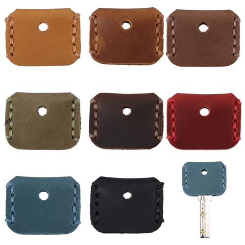 Coque de clé en cuir vintage GLOBLELAND : lot de 8 couvre-clés en couleurs mixtes