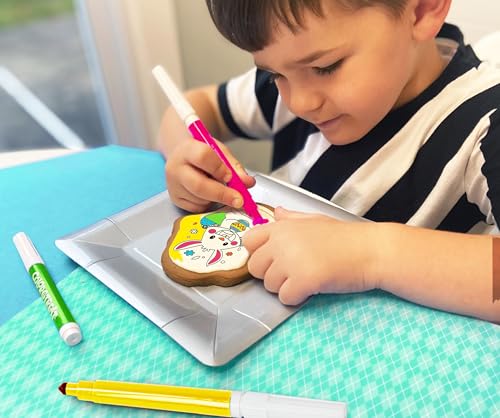 Easter Cookie Decorating Kit Bunny Eggs Basket Gift For Kids Activity | 4 Jumbo Egg Coloring Cookies + 3 Edible Markers | Coloring Arts and Crafts