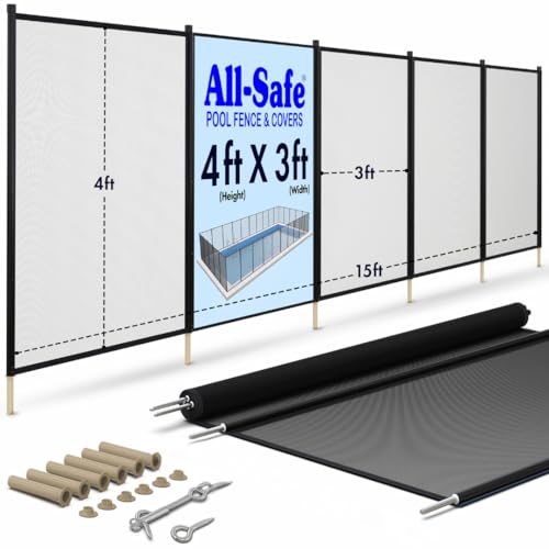 ALLSAFE Pool Fence 4Ft x 15Ft, Swimming Pool Child and Pet Safety Fencing, DIY Installation, Black - Thumbnail 3