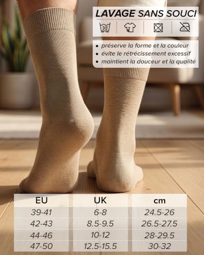 vitsocks Chaussette chaude 80% LAINE MÉRINOS fine d'hiver Homme (3 PAIRES) ville business quotidienne mi-mollet, gris, 42-43 – vue 8
