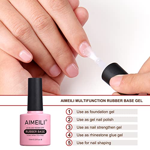 AIMEILI Hema Free Rubber Base Gel Esmaltes em Gel Kit, Esmlates de Unhas Gel Base de Borracha Nail G